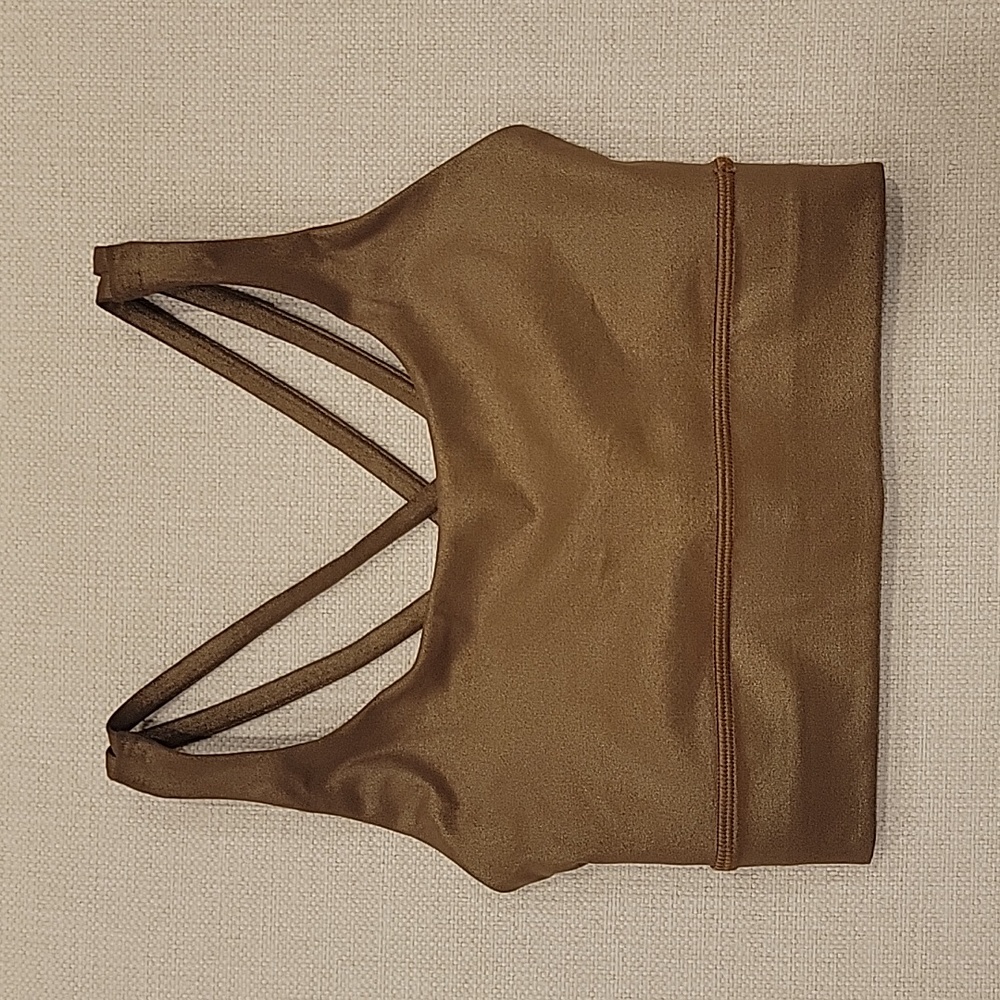 SOLD Lululemon Bronze Brown Metallic Energy Sports Bra 4 Long Line